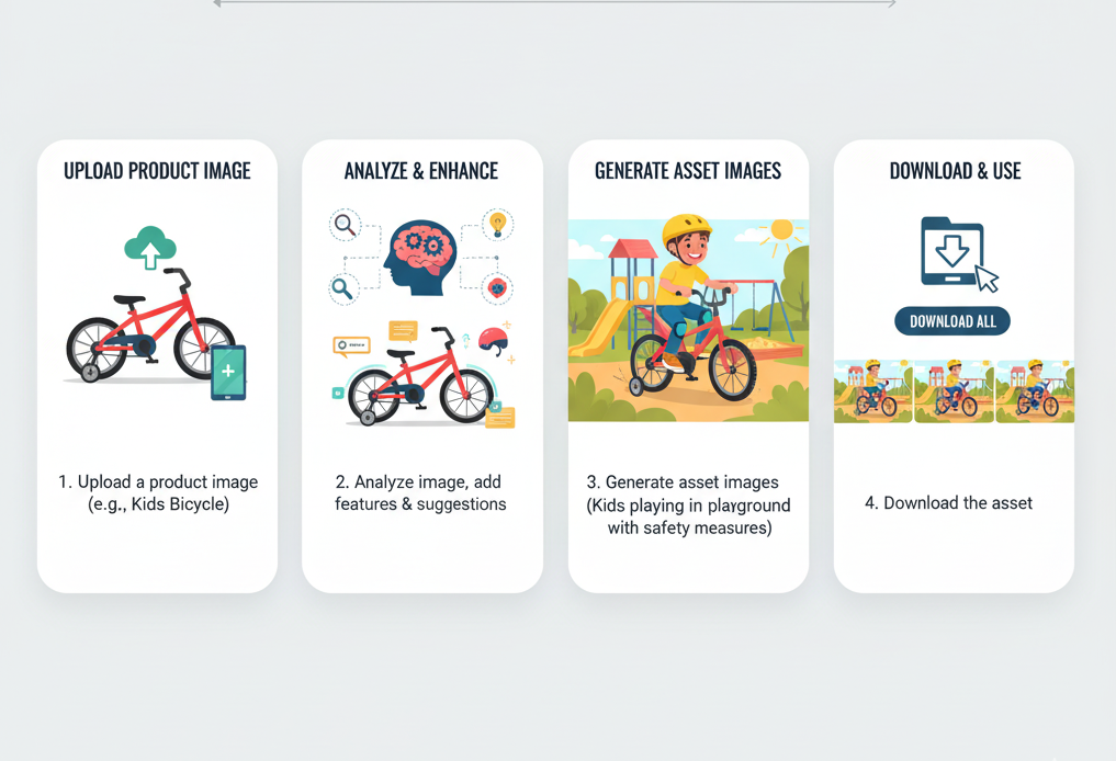 Virtual production showing AI-generated studio-quality product photography